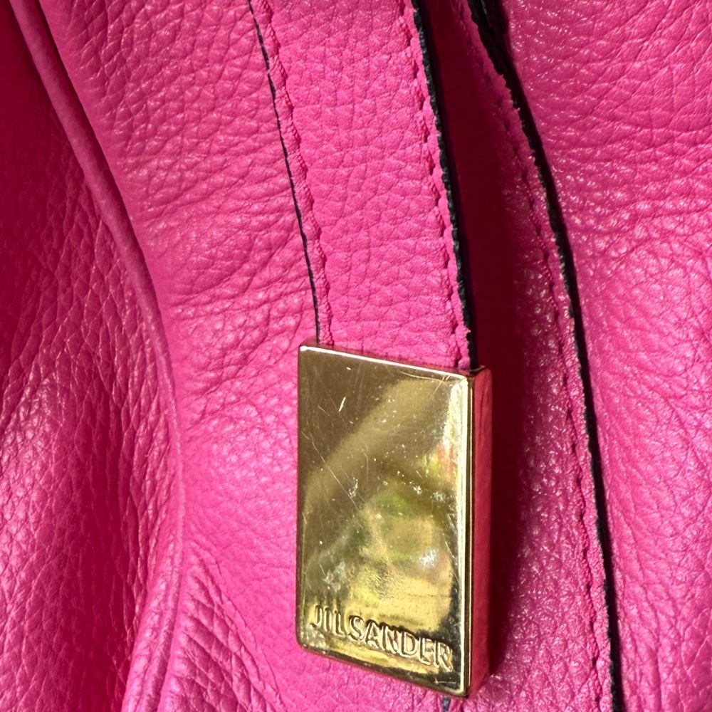 Jil Sander Barbie Pink leather hand bag gold accents - Picture 5 of 15